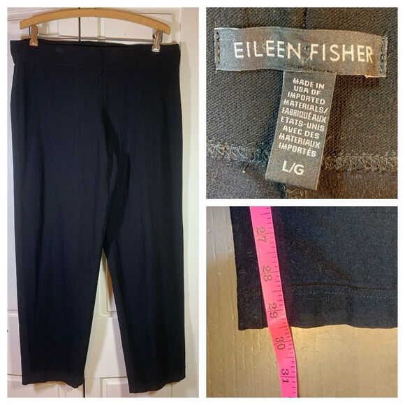 Eileen Fisher Pants‎ Womens Large Black Minimal Capsule Office Church Work Basic - Picture 1 of 13